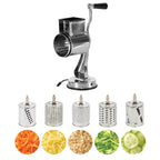 Manual Cheese Grater Shredder Stainless Steel Kitchen Hand Crank Grinder with 5 Interchangeable Blades and Handle for Vegetable