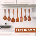 Wooden Spoons For Cooking, Wooden Utensils For Cooking With Utensils Holder, Teak Wooden Kitchen Utensils Set