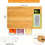 Bamboo Multifunctional Cutting Board Set with Container and Grater Square Chopping Block Drawer Design Cutting Board Vegetables