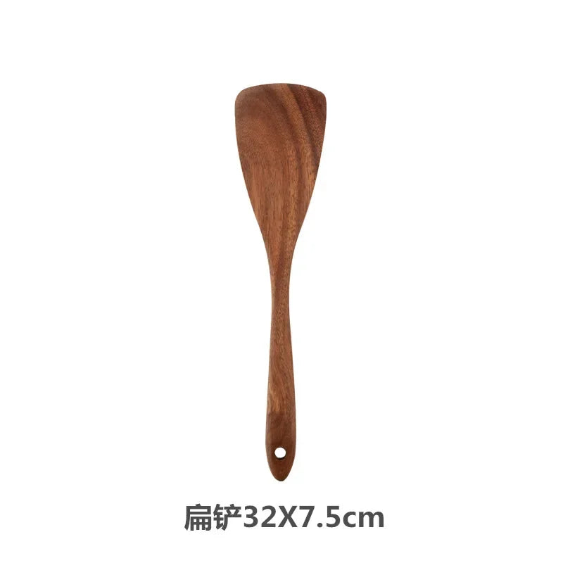 Wooden Spoons For Cooking, Wooden Utensils For Cooking With Utensils Holder, Teak Wooden Kitchen Utensils Set