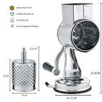 Manual Cheese Grater Shredder Stainless Steel Kitchen Hand Crank Grinder with 5 Interchangeable Blades and Handle for Vegetable
