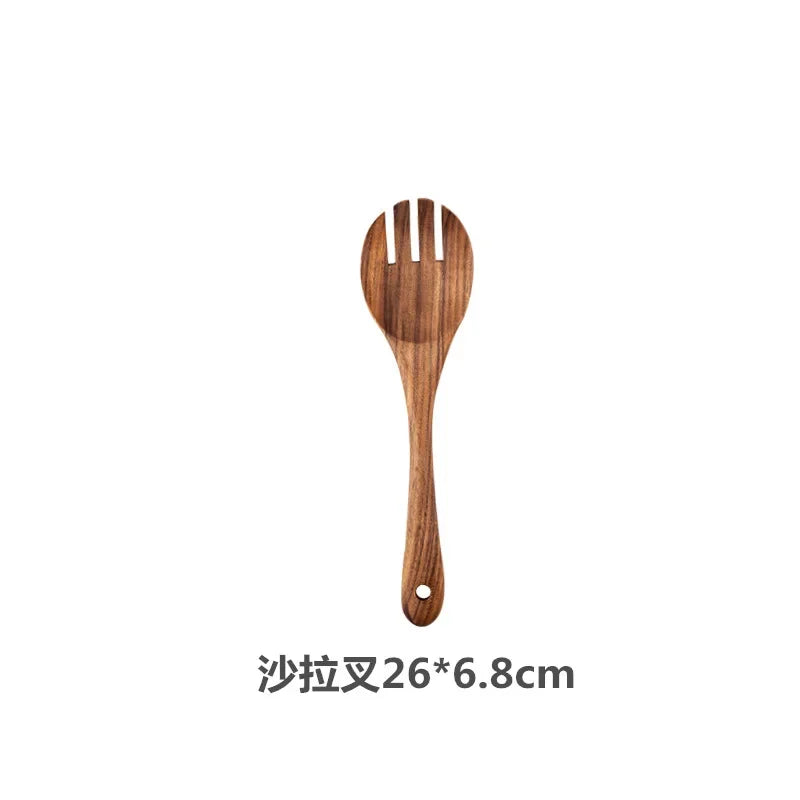 Wooden Spoons For Cooking, Wooden Utensils For Cooking With Utensils Holder, Teak Wooden Kitchen Utensils Set