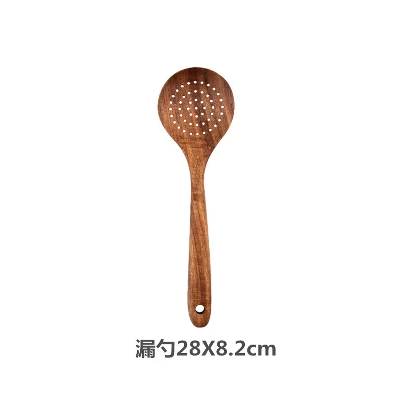 Wooden Spoons For Cooking, Wooden Utensils For Cooking With Utensils Holder, Teak Wooden Kitchen Utensils Set