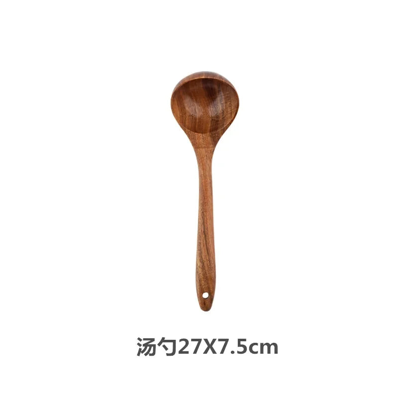 Wooden Spoons For Cooking, Wooden Utensils For Cooking With Utensils Holder, Teak Wooden Kitchen Utensils Set